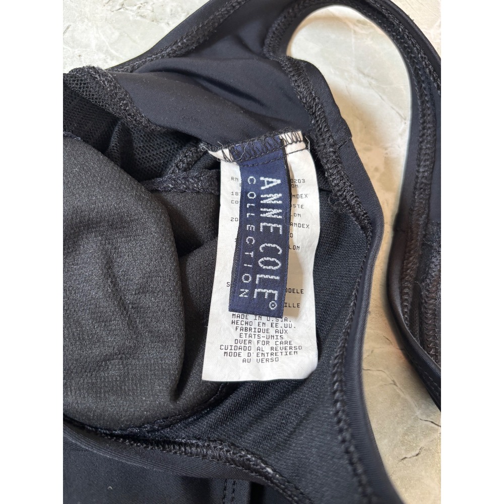Anne Cole Collection Black One Piece Swimsuit Size 6 Mesh Inset Sleek Vintage - Picture 5 of 8